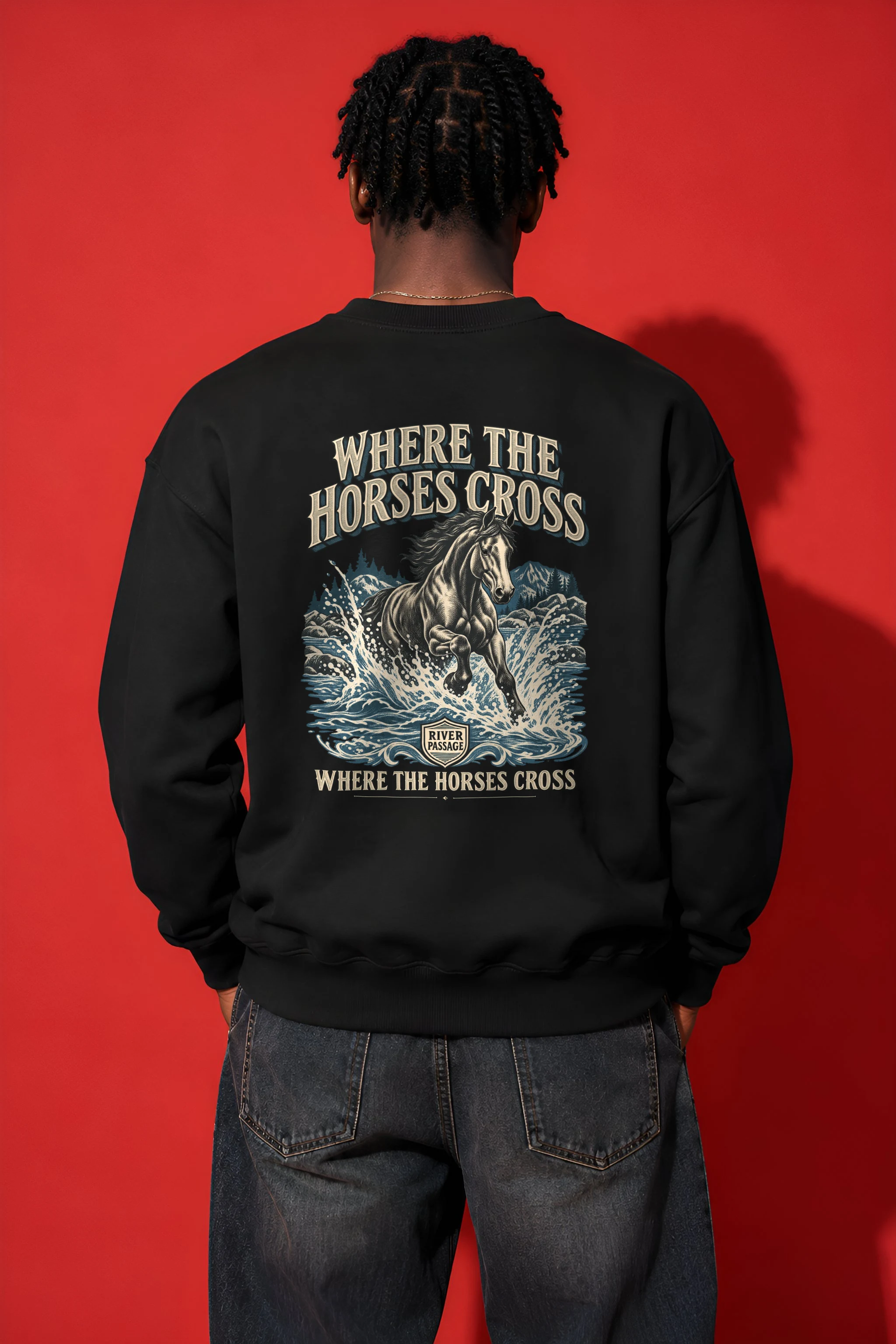 "Where the Horses Cross" Heavy Blend Unisex Crewneck Sweatshirt