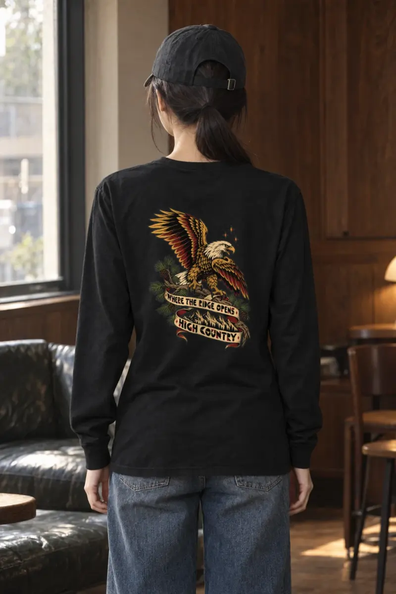 “WHERE THE RIDGE OPENS HIGH COUNTRY” Unisex Longsleeve T-shirt