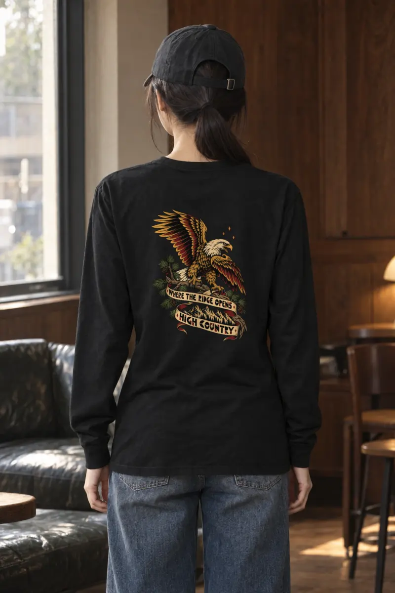 "WHERE THE RIDGE OPENS HIGH COUNTRY" Unisex Longsleeve T-shirt