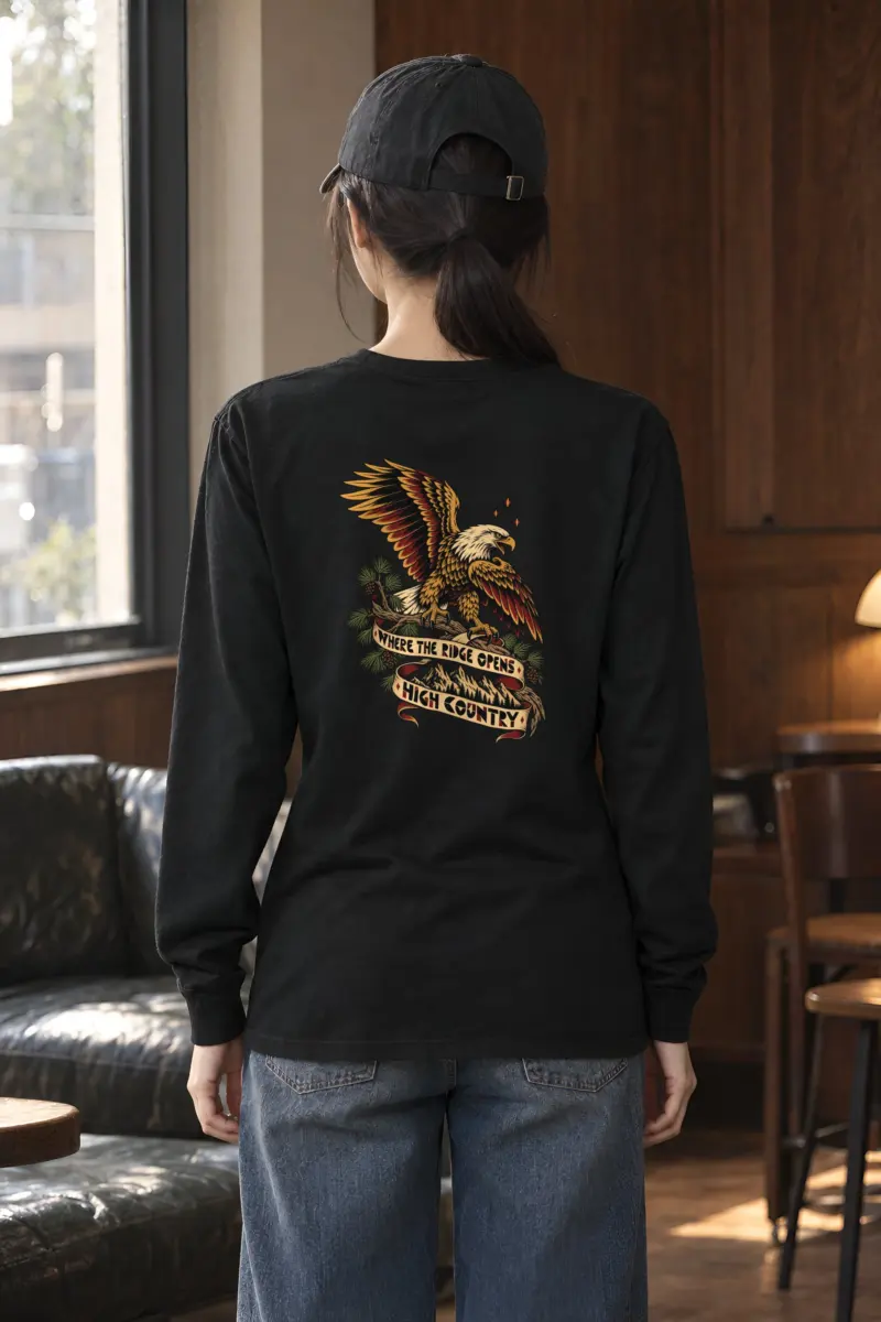 "WHERE THE RIDGE OPENS HIGH COUNTRY" Unisex Longsleeve T-shirt
