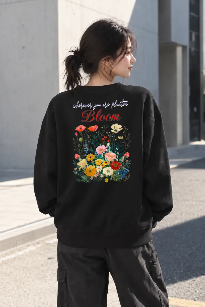 "Wherever You Bloom" Heavy Blend Unisex Crewneck Sweatshirt | Gildan 18000
