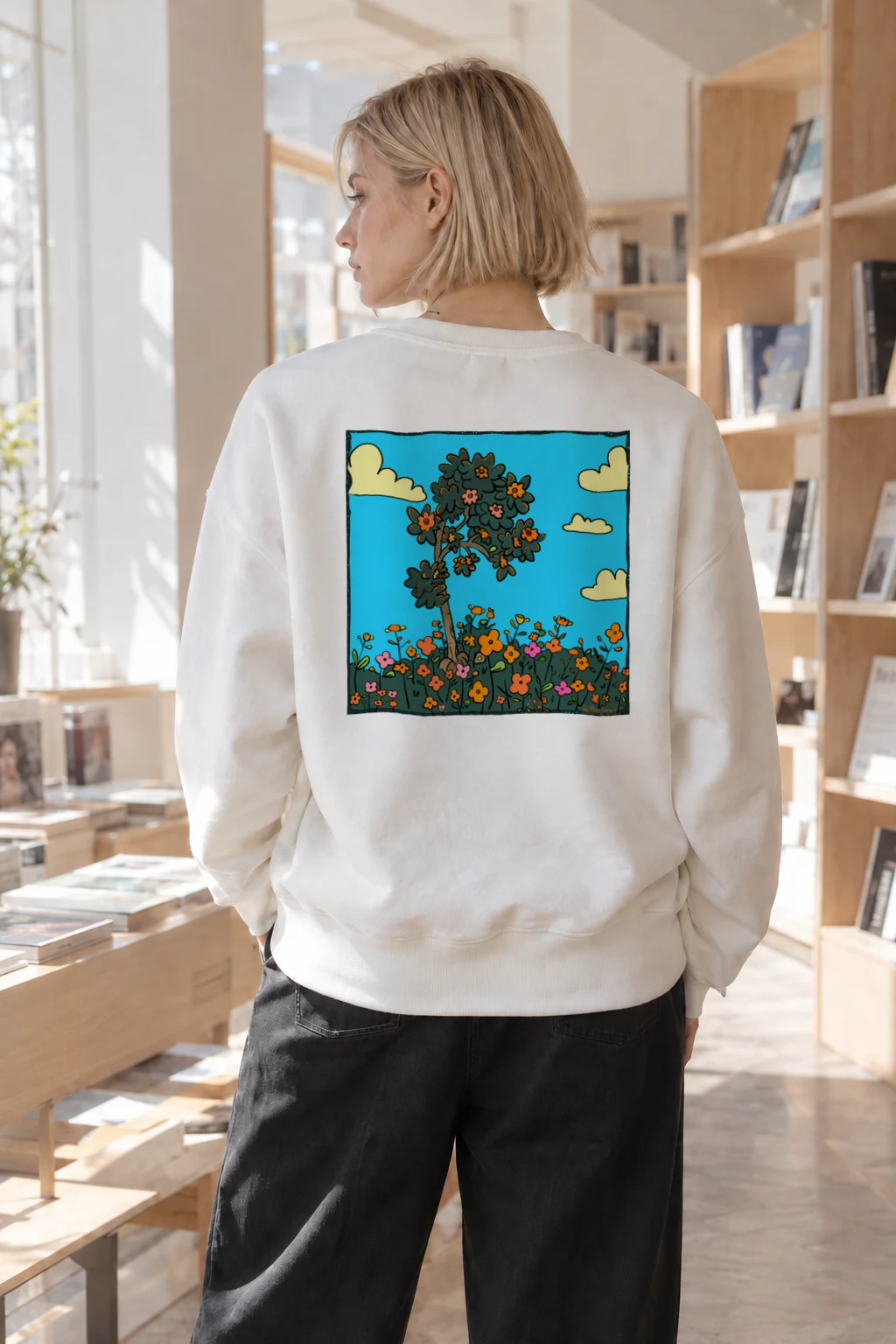 "Whimsical Wildflower Tree" Heavy Blend Unisex Crewneck Sweatshirt | Gildan 18000
