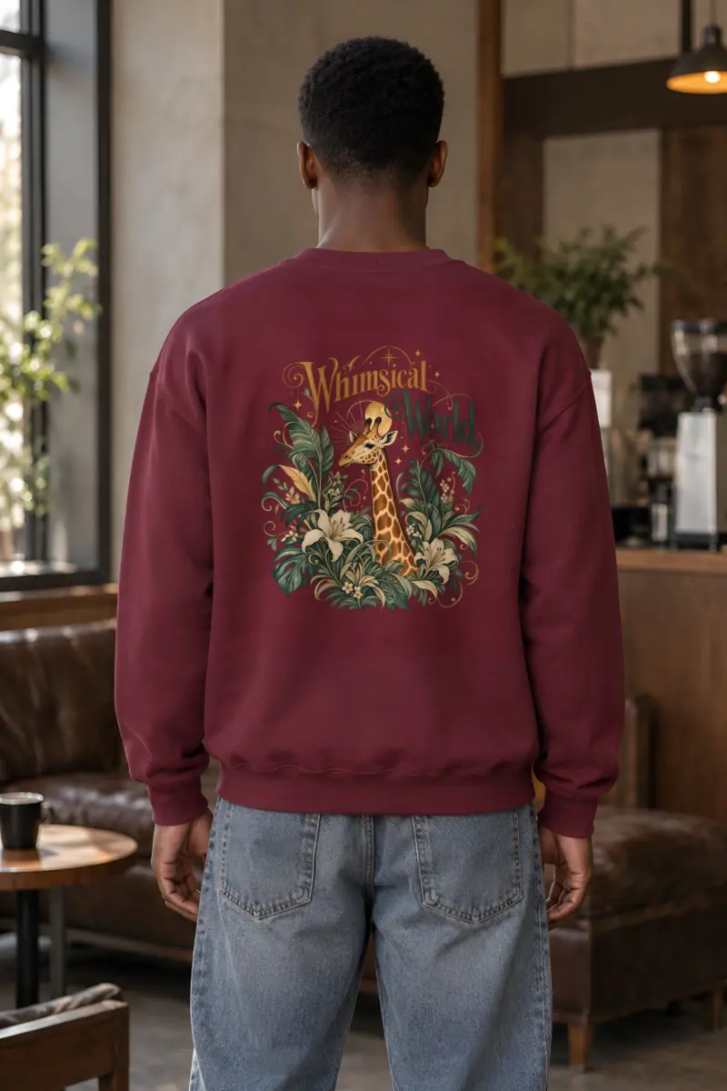"Whimsical World Giraffe" Heavy Blend Unisex Crewneck Sweatshirt