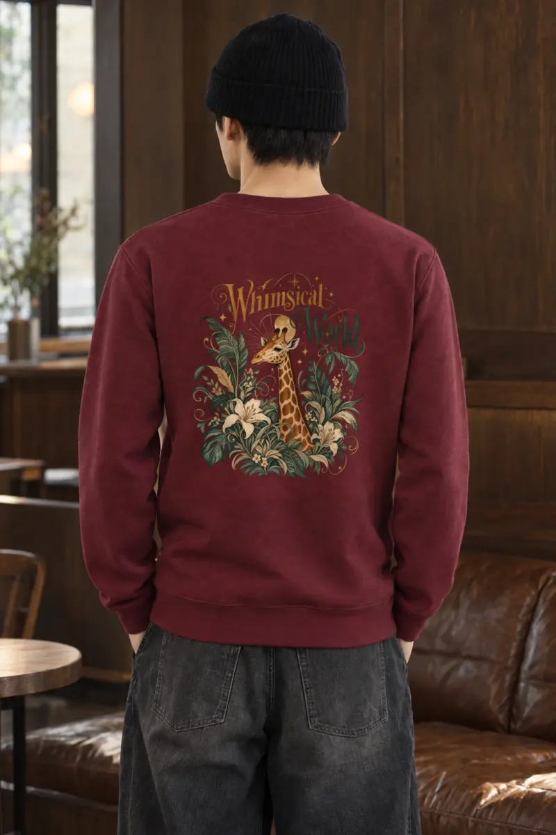 "Whimsical World Giraffe" Heavy Blend Unisex Crewneck Sweatshirt