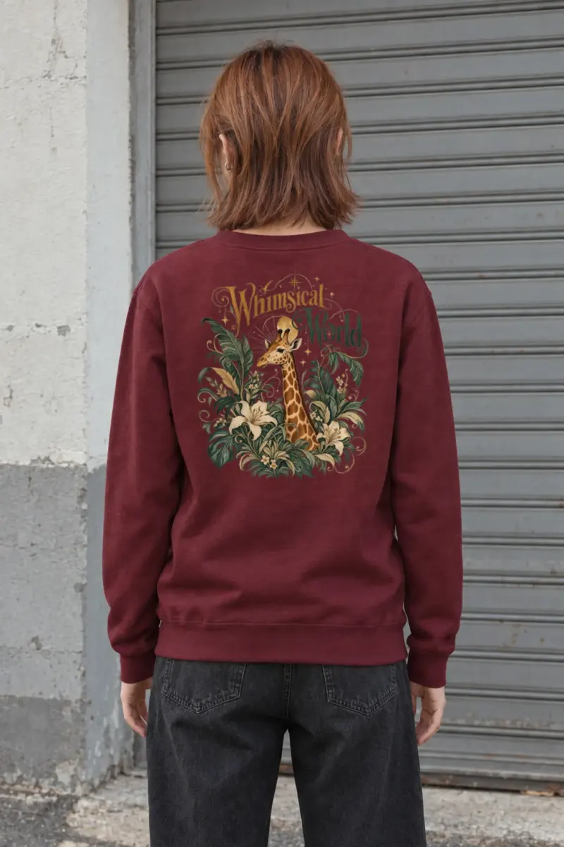 "Whimsical World Giraffe" Heavy Blend Unisex Crewneck Sweatshirt