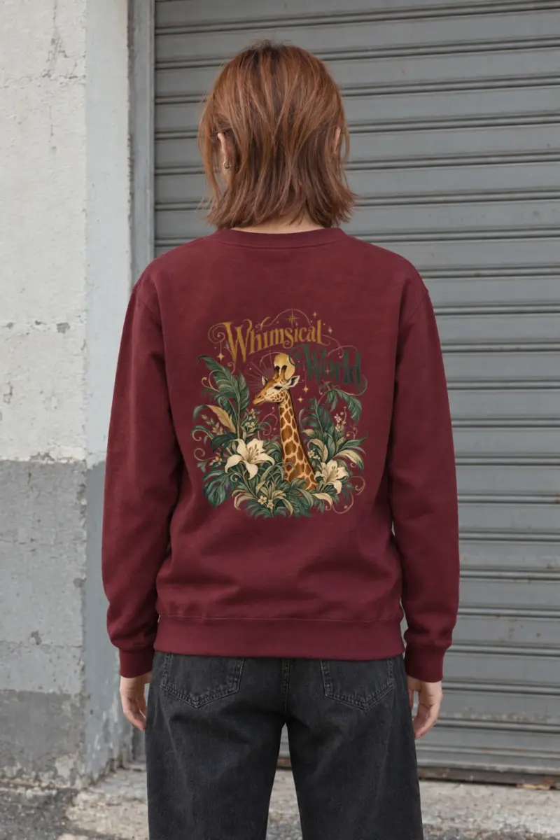"Whimsical World Giraffe" Heavy Blend Unisex Crewneck Sweatshirt
