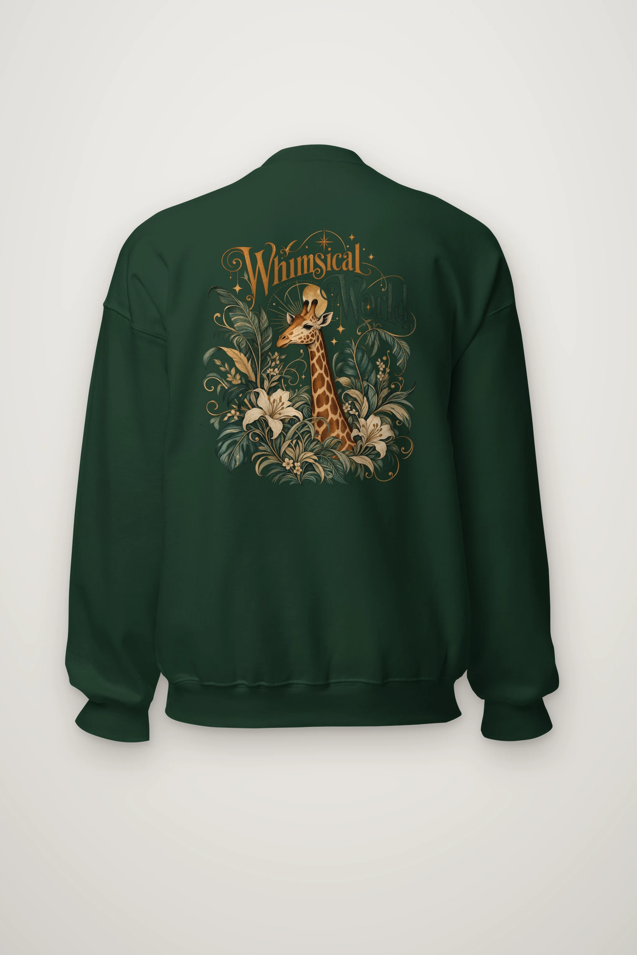 "Whimsical World Giraffe" Heavy Blend Unisex Crewneck Sweatshirt