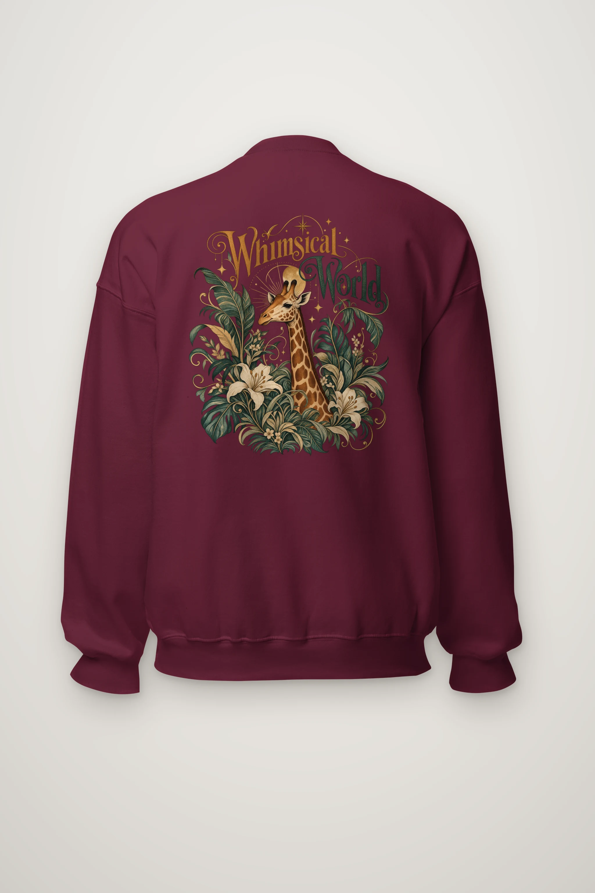 "Whimsical World Giraffe" Heavy Blend Unisex Crewneck Sweatshirt