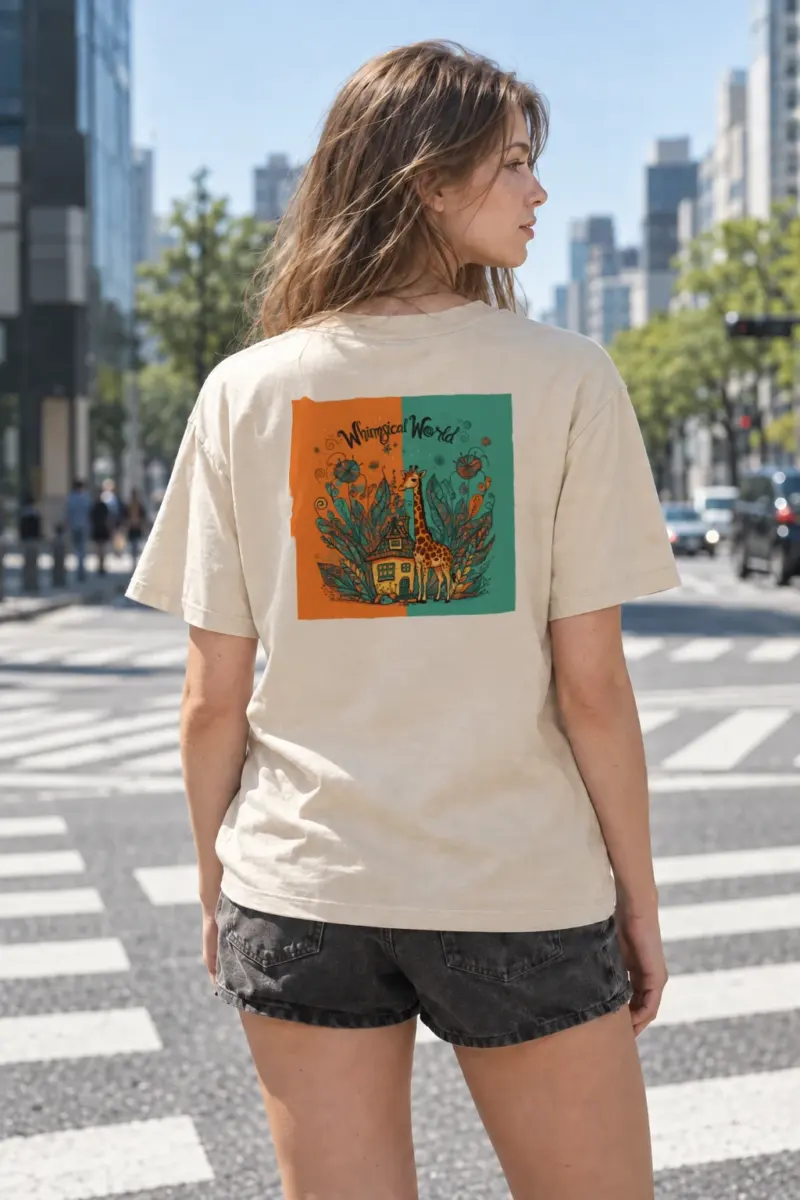 "Whimsical World" Heavyweight Unisex Crewneck T-shirt | Gildan 5000