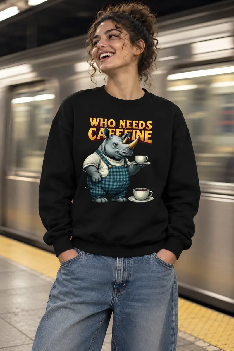 "Who Needs Caffeine" Heavy Blend Unisex Crewneck Sweatshirt