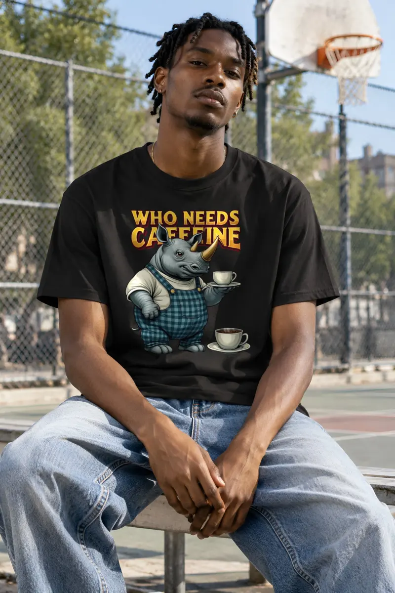 "Who Needs Caffeine" Heavyweight Unisex Crewneck T-shirt