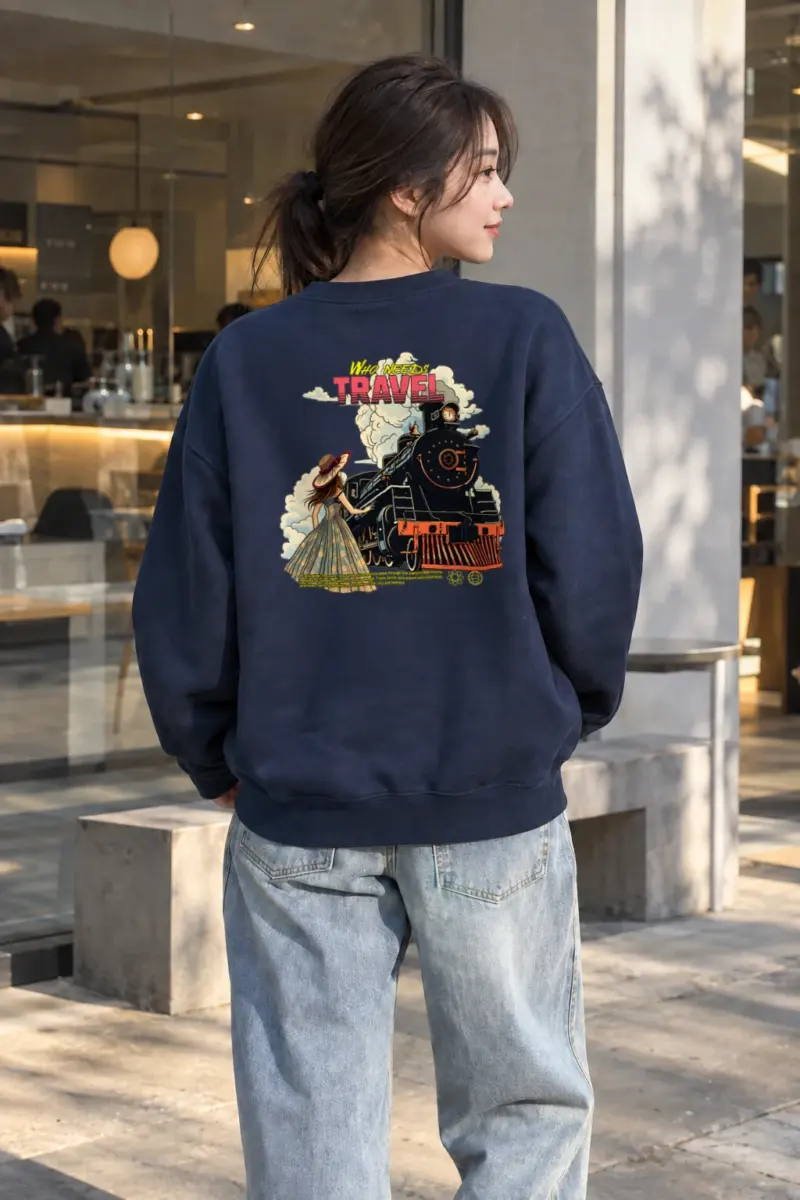 "Who Needs Travel" Heavy Blend Unisex Crewneck Sweatshirt | Gildan 18000