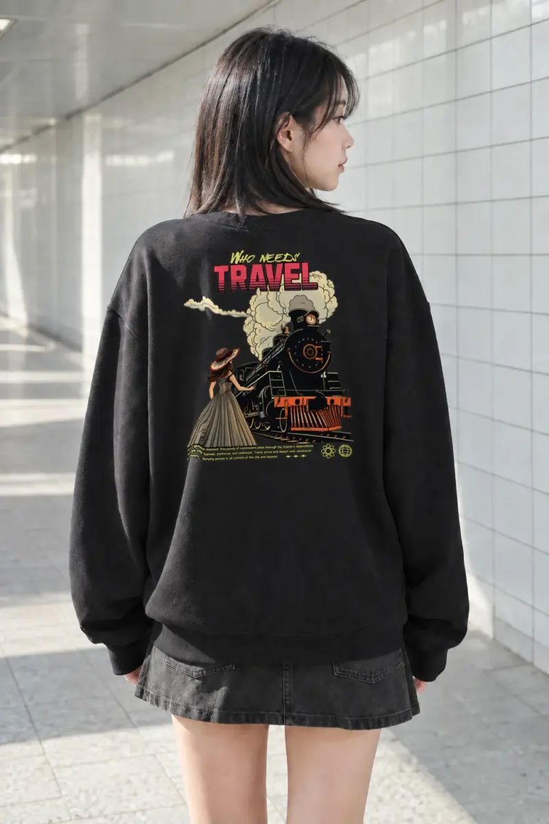 "Who Needs Travel" Heavy Blend Unisex Crewneck Sweatshirt | Gildan 18000