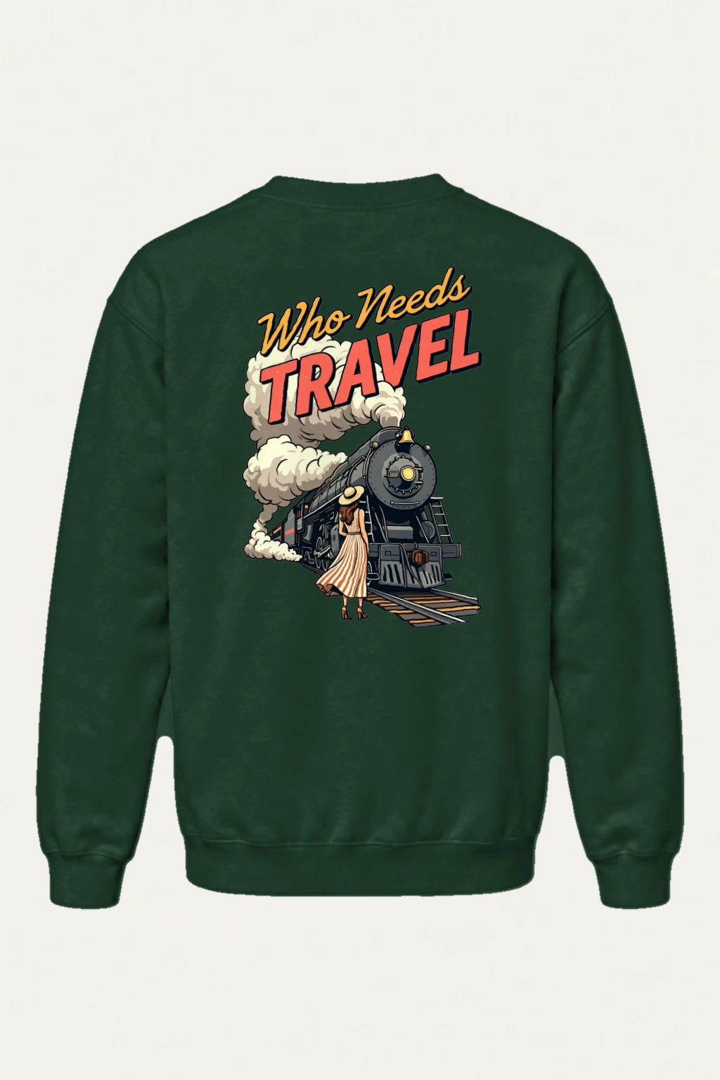 "Who Needs Travel" Heavy Blend Unisex Crewneck Sweatshirt | Gildan 18000