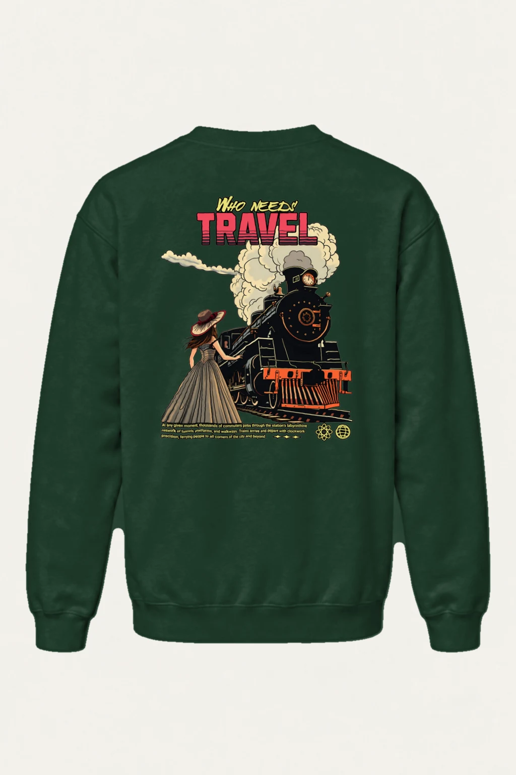 "Who Needs Travel" Heavy Blend Unisex Crewneck Sweatshirt | Gildan 18000