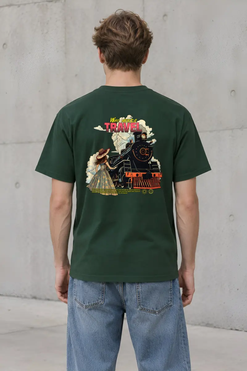 "Who Needs Travel" Heavyweight Unisex Crewneck T-shirt