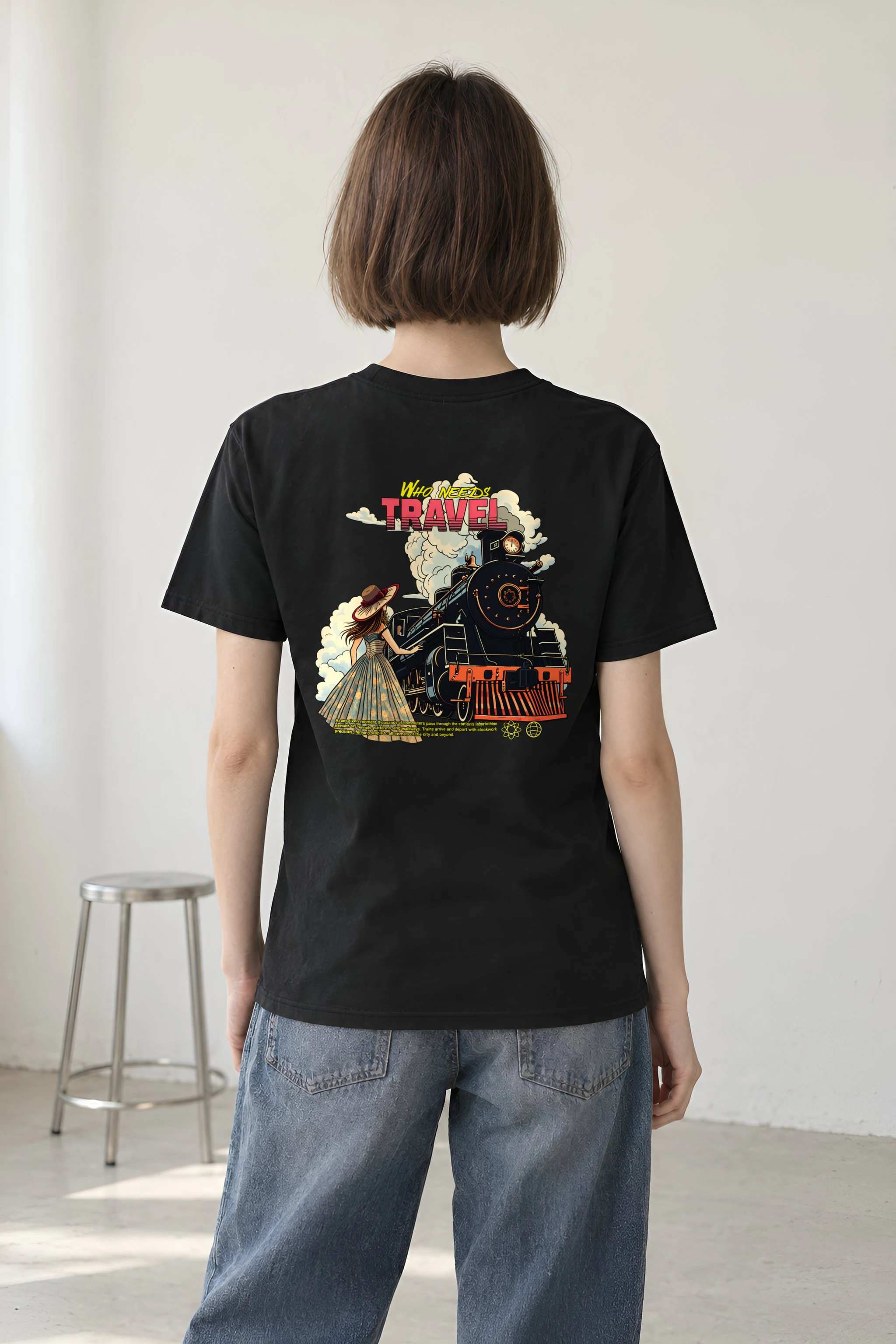 "Who Needs Travel" Heavyweight Unisex Crewneck T-shirt
