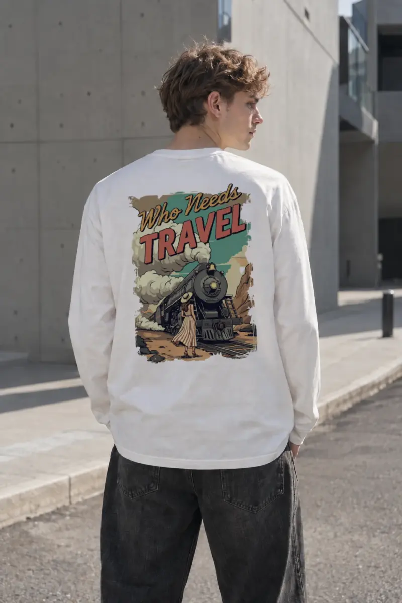 “Who Needs Travel” Unisex Longsleeve T-shirt | Gildan 2400