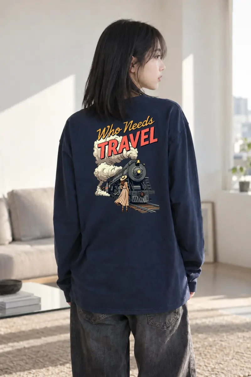 "Who Needs Travel" Unisex Longsleeve T-shirt | Gildan 2400