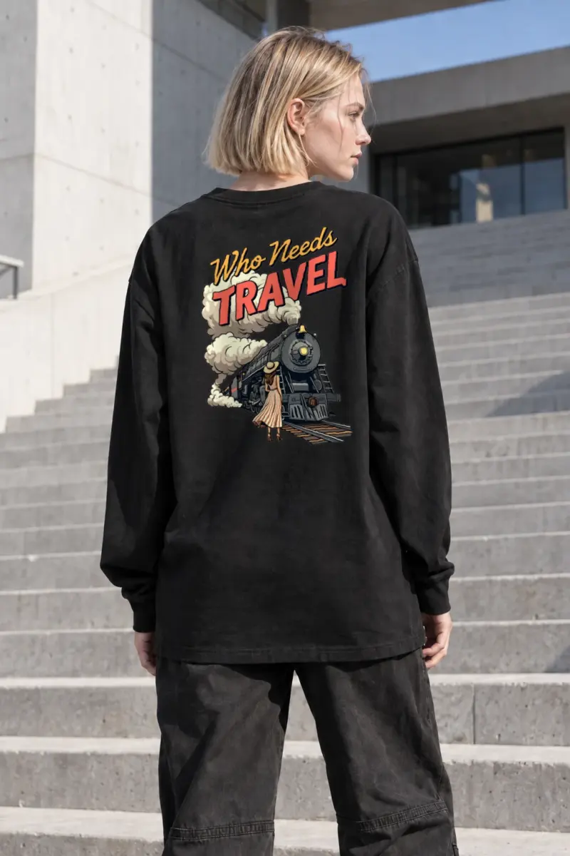 "Who Needs Travel" Unisex Longsleeve T-shirt | Gildan 2400