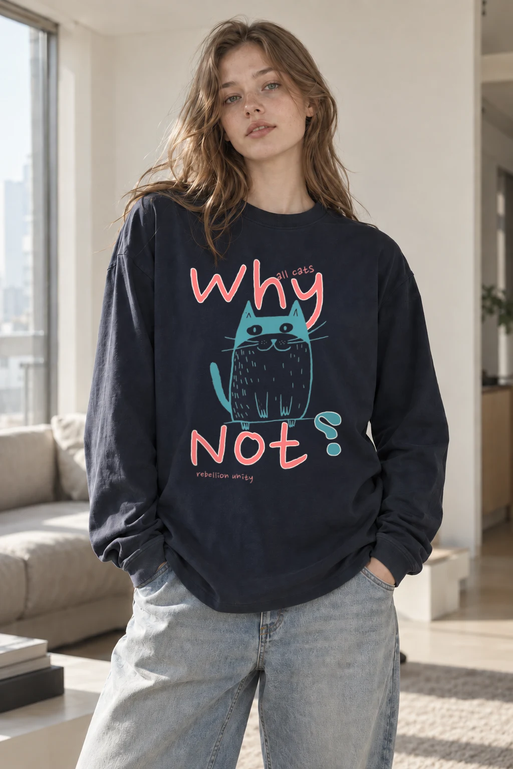 "Why Noy Cat" Unisex Longsleeve T-shirt | Gildan 2400