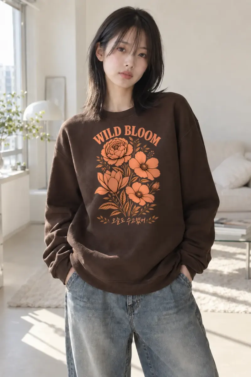 "Wild Bloom" Heavy Blend Unisex Crewneck Sweatshirt | Gildan 18000