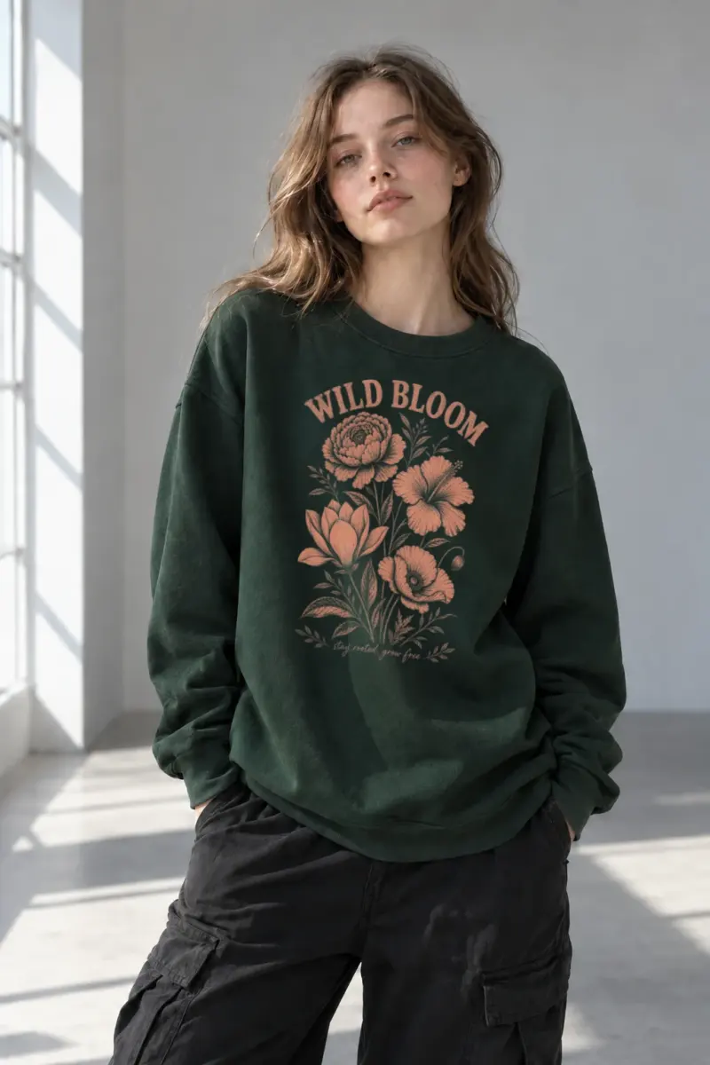 "Wild Bloom" Heavy Blend Unisex Crewneck Sweatshirt | Gildan 18000