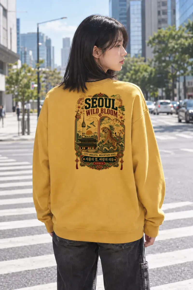 "Wild Bloom Seoul" Heavy Blend Unisex Crewneck Sweatshirt | Gildan 18000