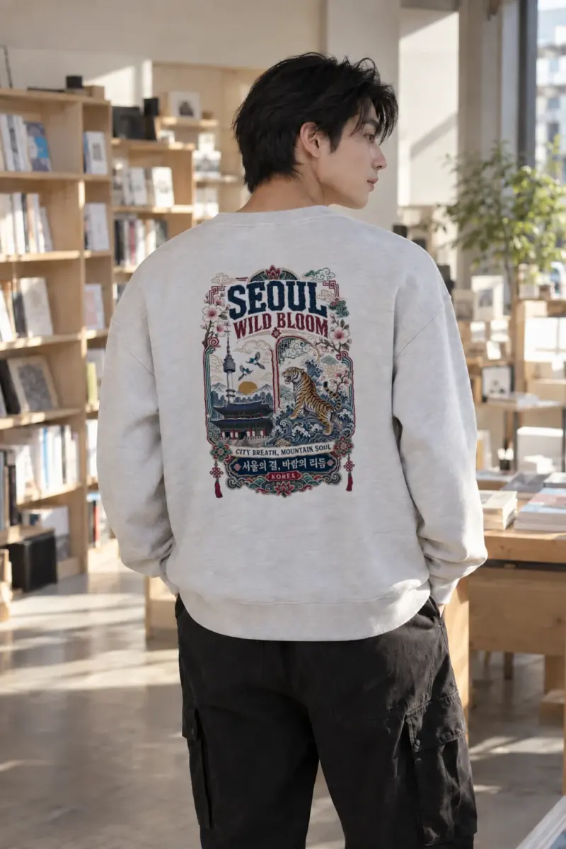 “Wild Bloom Seoul” Heavy Blend Unisex Crewneck Sweatshirt | Gildan 18000