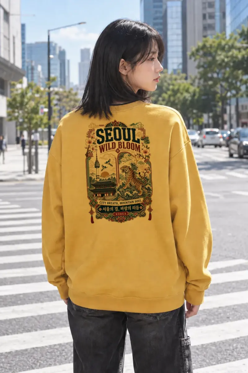 "Wild Bloom Seoul" Heavy Blend Unisex Crewneck Sweatshirt | Gildan 18000