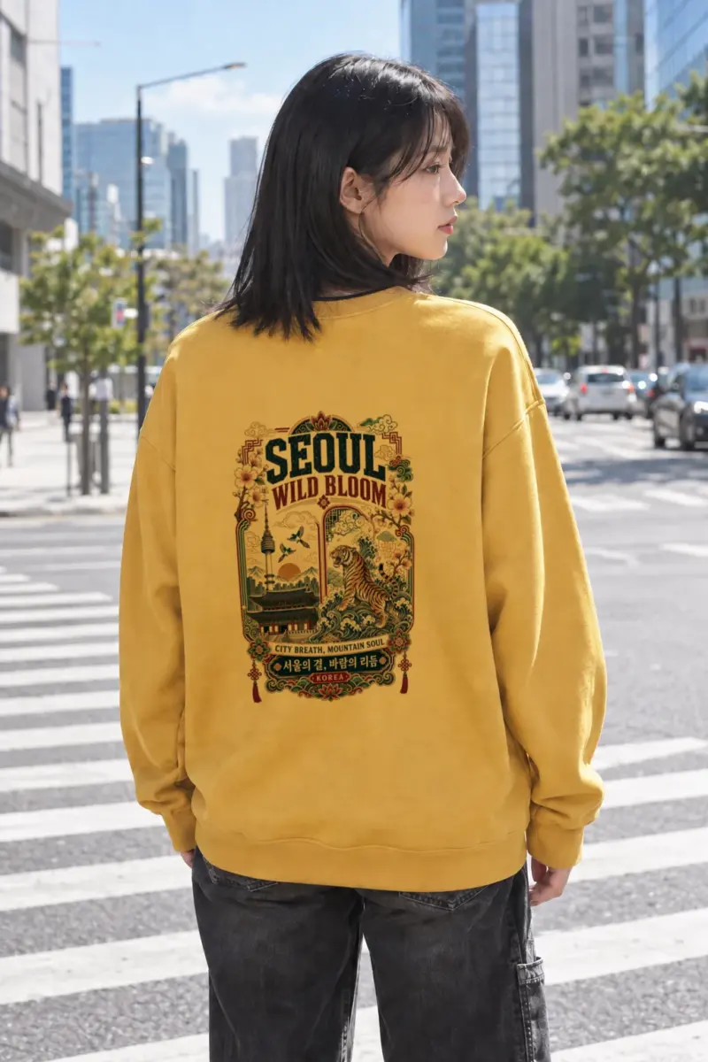 "Wild Bloom Seoul" Heavy Blend Unisex Crewneck Sweatshirt | Gildan 18000