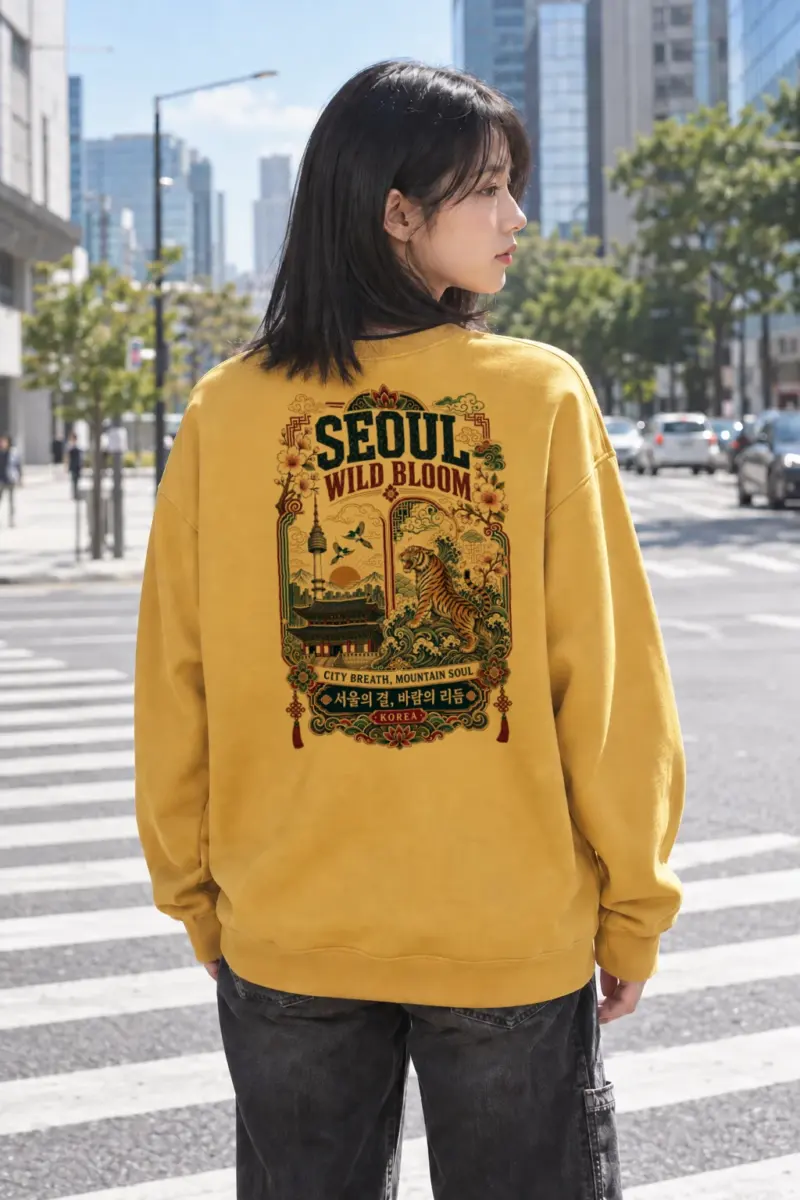 "Wild Bloom Seoul" Heavy Blend Unisex Crewneck Sweatshirt | Gildan 18000