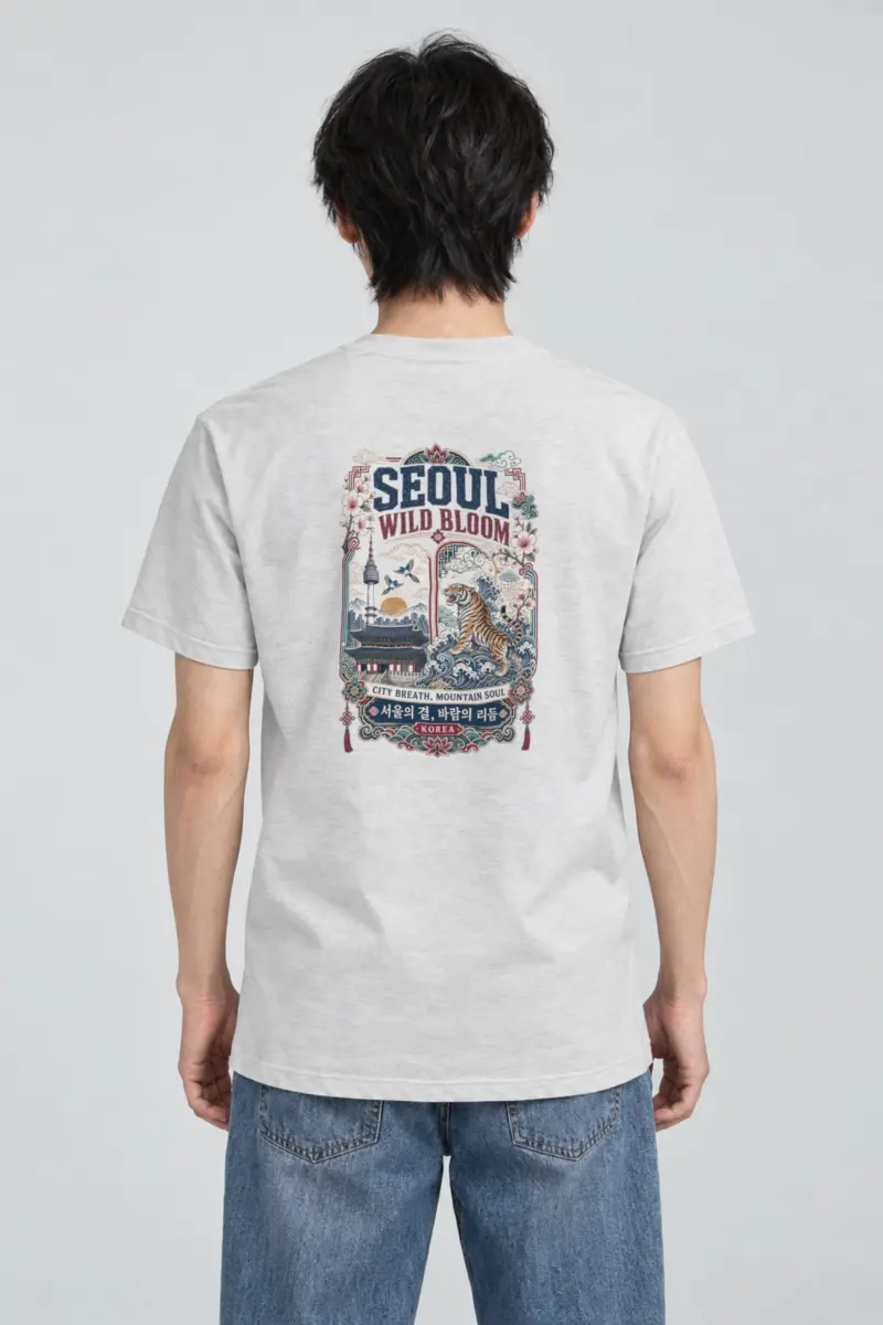 "Wild Bloom Seoul" Heavyweight Unisex Crewneck T-shirt