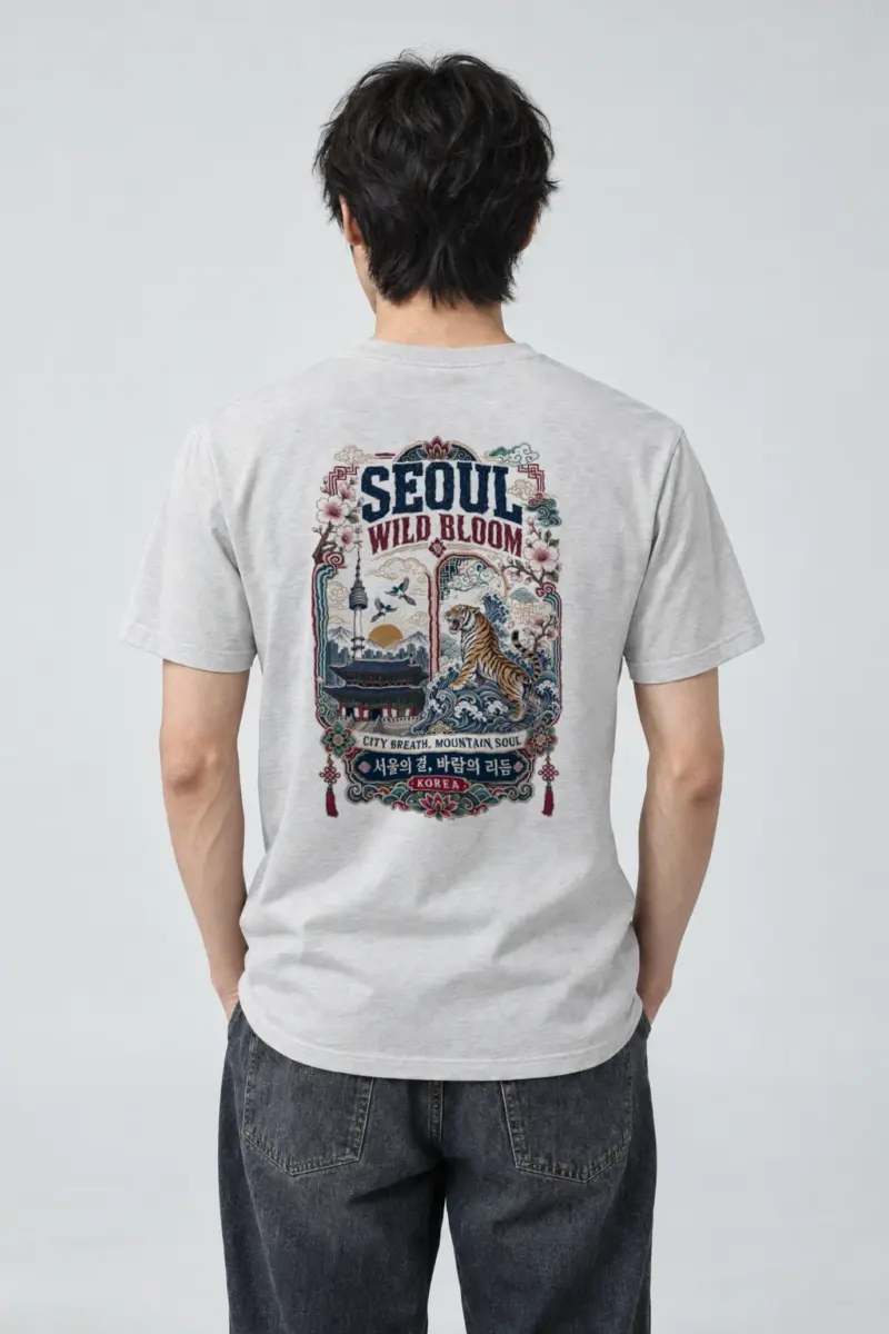 "Wild Bloom Seoul" Heavyweight Unisex Crewneck T-shirt | Gildan 5000