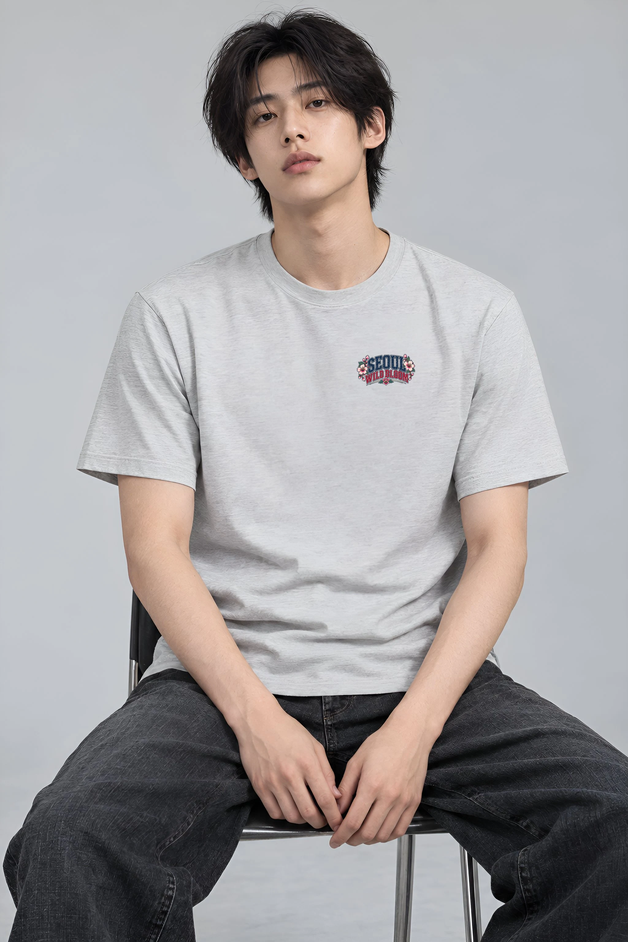 "Wild Bloom Seoul" Heavyweight Unisex Crewneck T-shirt