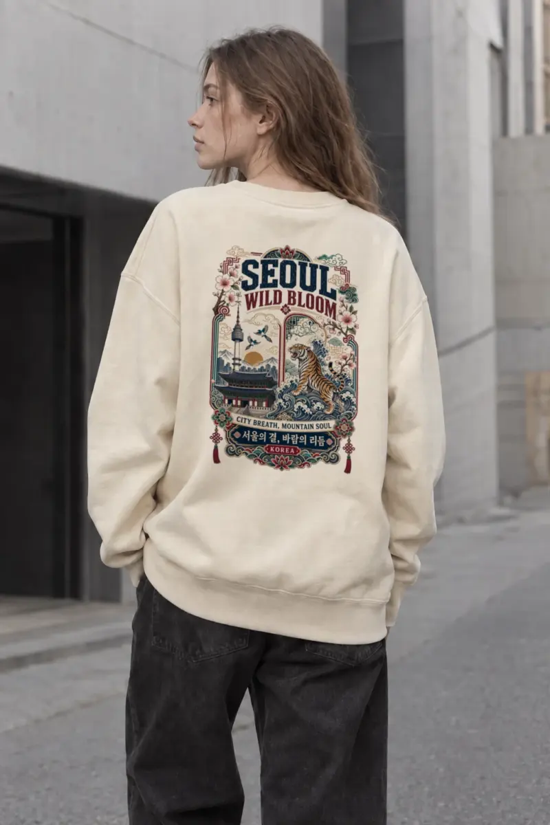 "Wild Bloom Seoul" Unisex Sponge Fleece Crewneck Sweatshirt | Bella + Canvas 3901