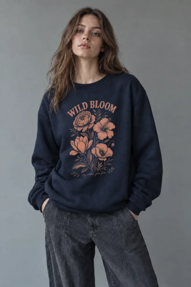 “Wild Bloom” Unisex Sponge Fleece Crewneck Sweatshirt | Bella + Canvas 3901