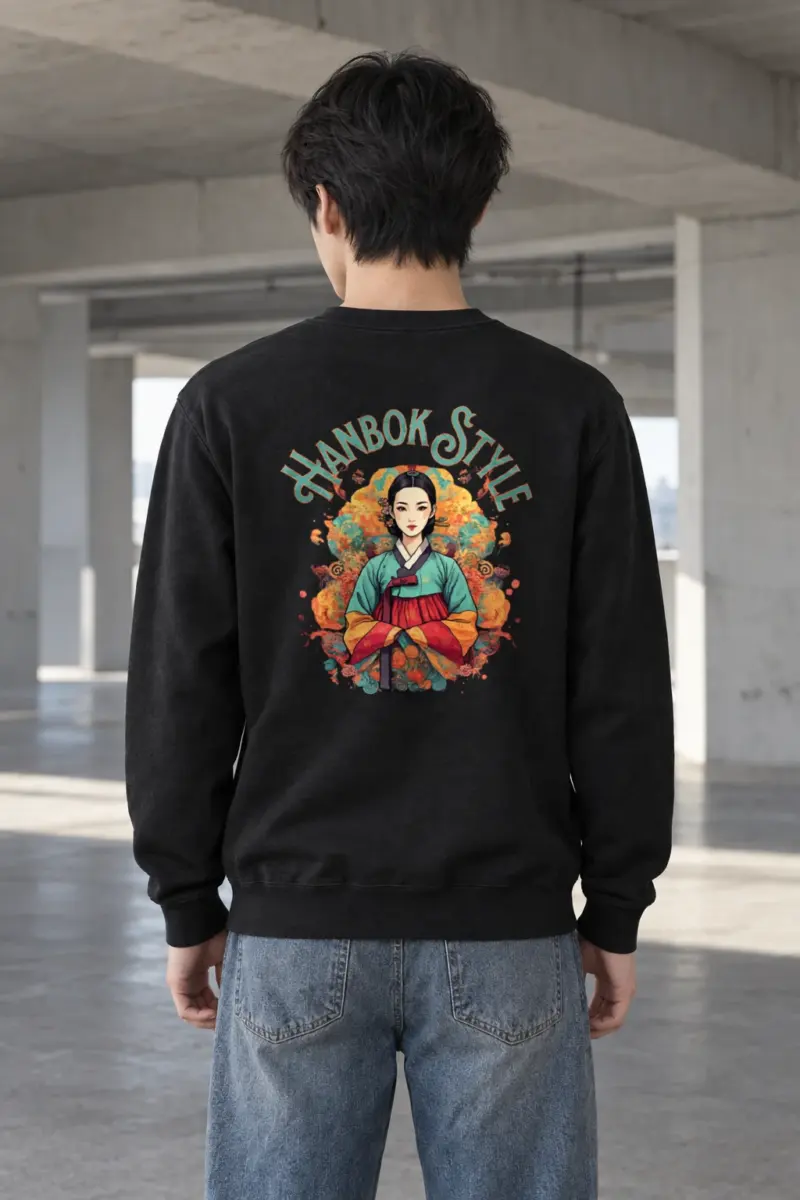"Wild Flower Hanbok" Heavy Blend Unisex Crewneck Sweatshirt