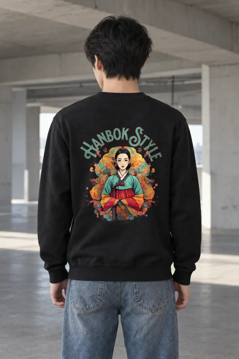"Wild Flower Hanbok" Heavy Blend Unisex Crewneck Sweatshirt