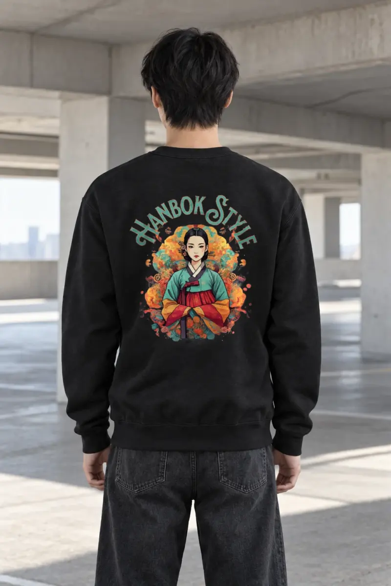 "Wild Flower Hanbok" Heavy Blend Unisex Crewneck Sweatshirt | Gildan 18000
