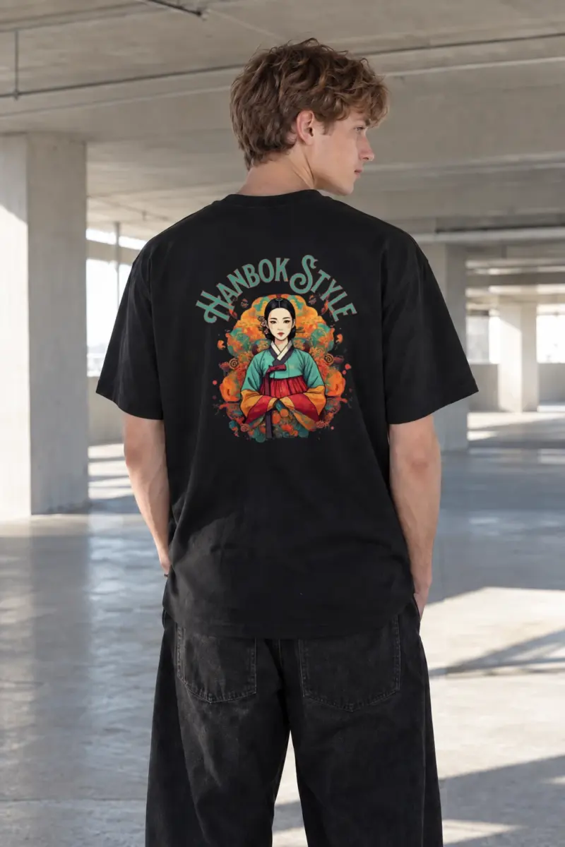 "Wild Flower Hanbok" Heavyweight Unisex Crewneck T-shirt | Gildan 5000
