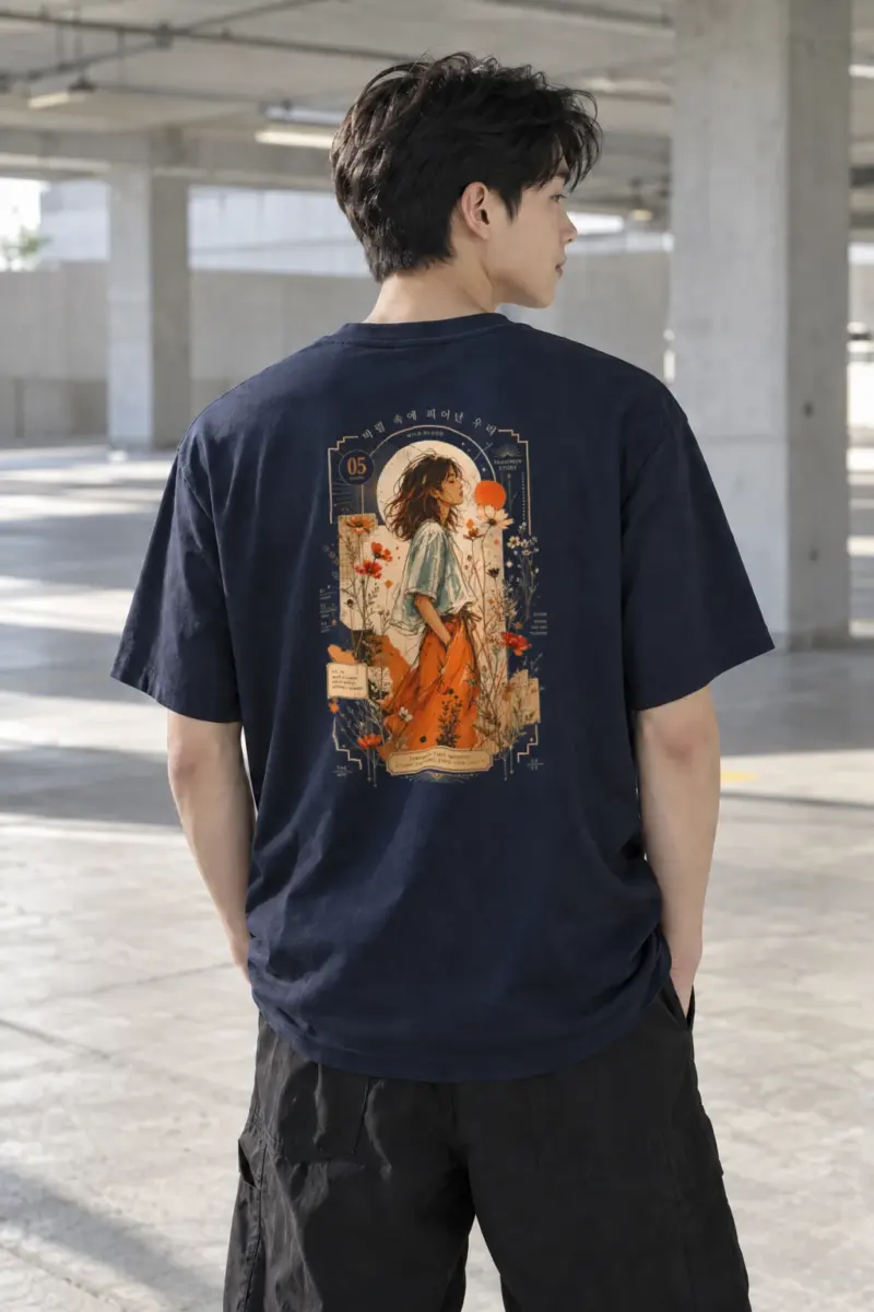 “Wild Flower Moment” Heavyweight Unisex Crewneck T-shirt | Gildan 5000