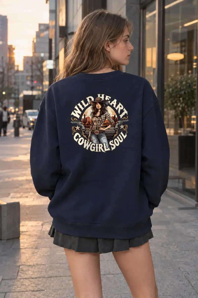 "Wild Heart Cowgirl Soul" Heavy Blend Unisex Crewneck Sweatshirt | Gildan 18000