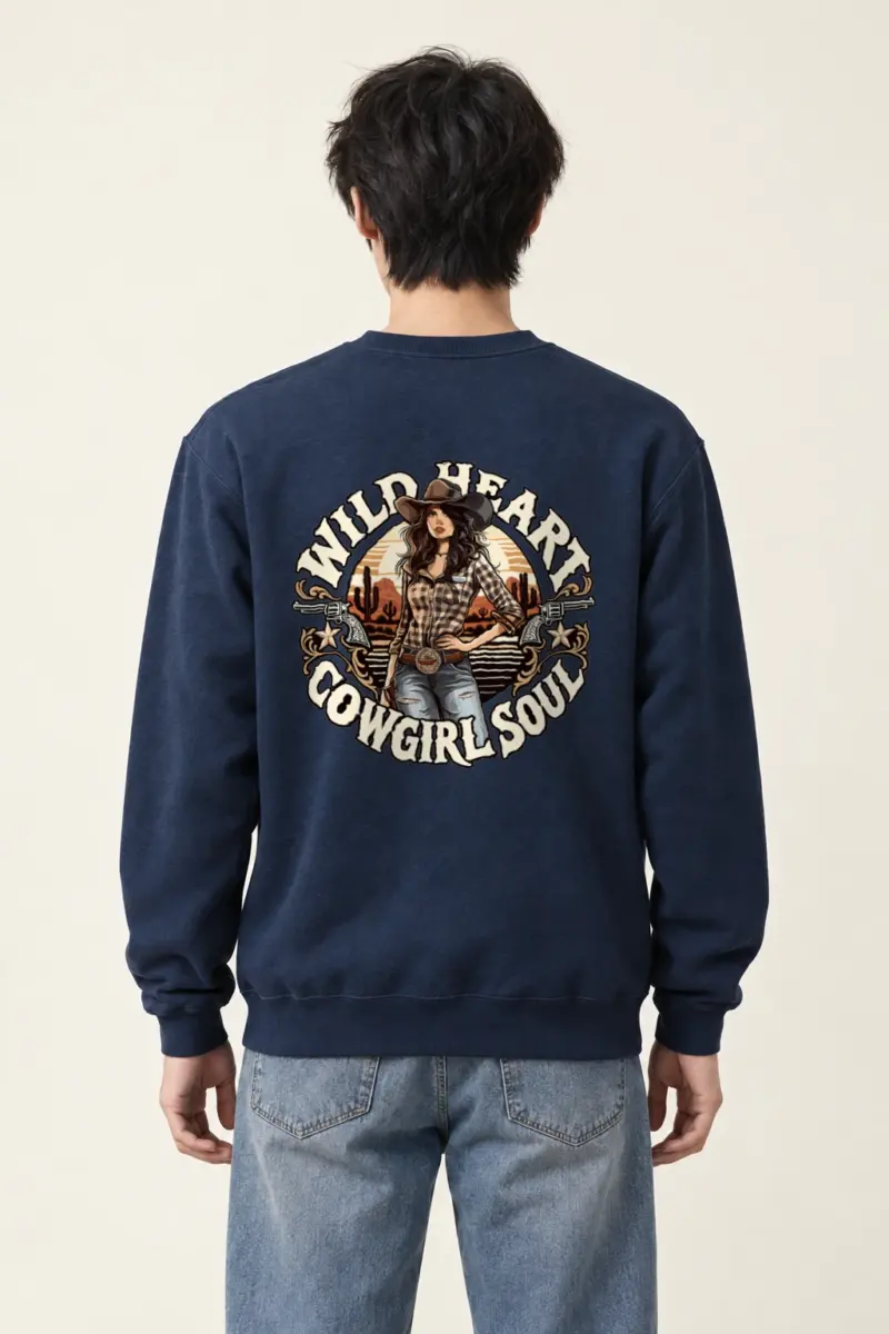 "Wild Heart Cowgirl Soul" Heavy Blend Unisex Crewneck Sweatshirt | Gildan 18000