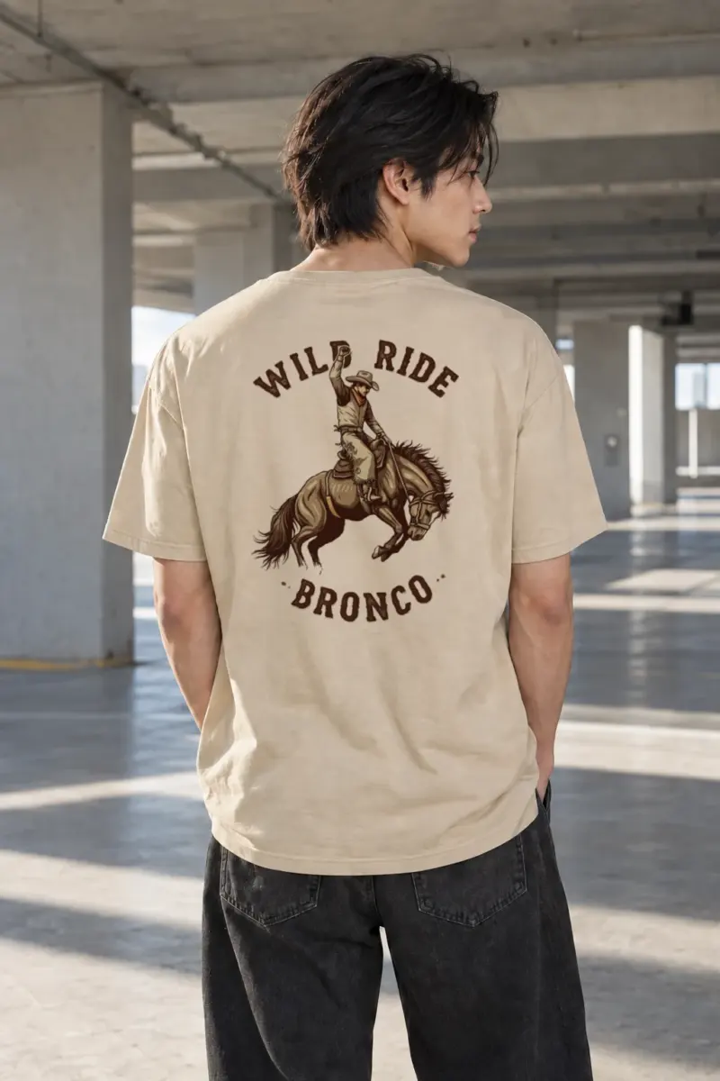 "Wild Ride Bronco" Heavyweight Unisex Crewneck T-shirt | Gildan 5000