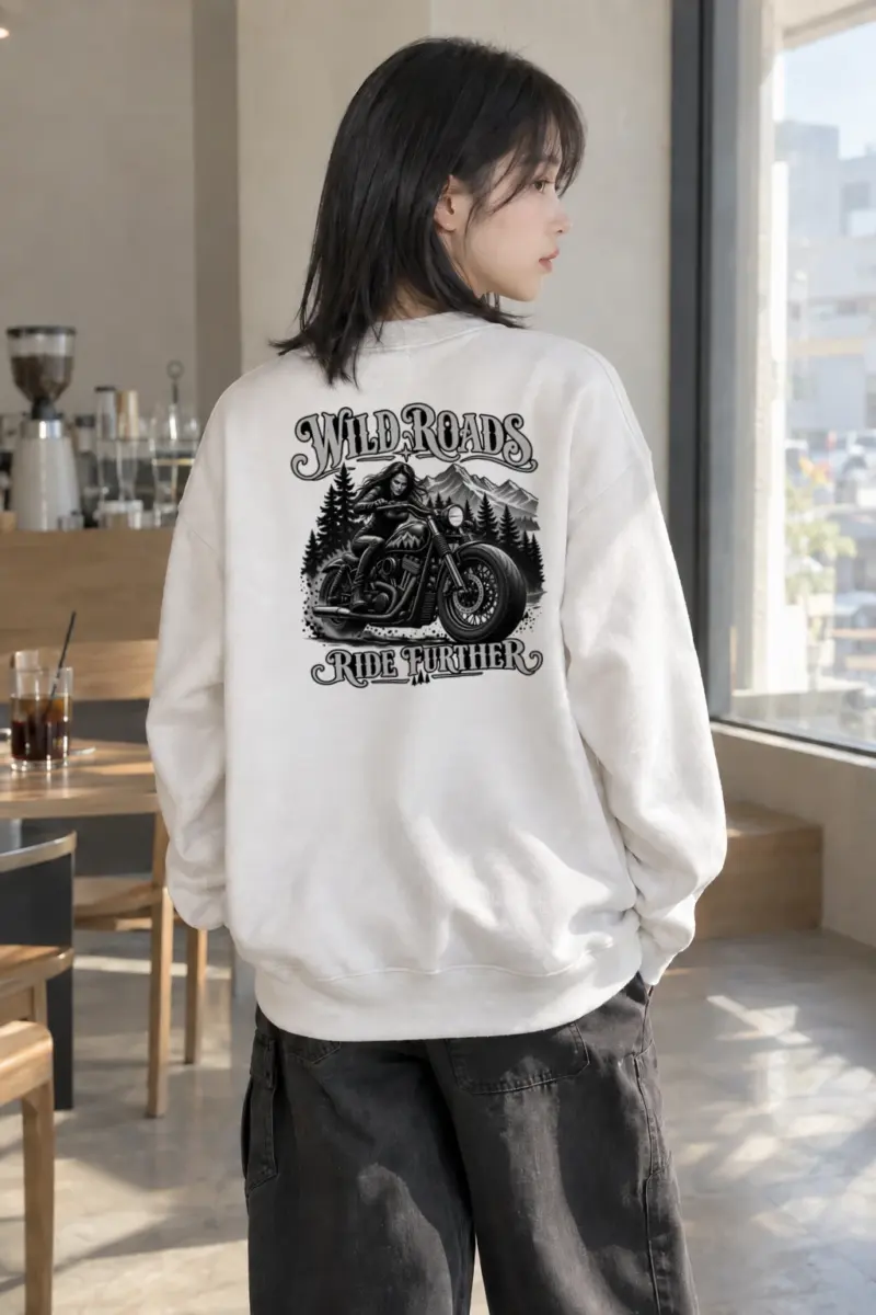 "Wild Roads Ride Further" Heavy Blend Unisex Crewneck Sweatshirt | Gildan 18000
