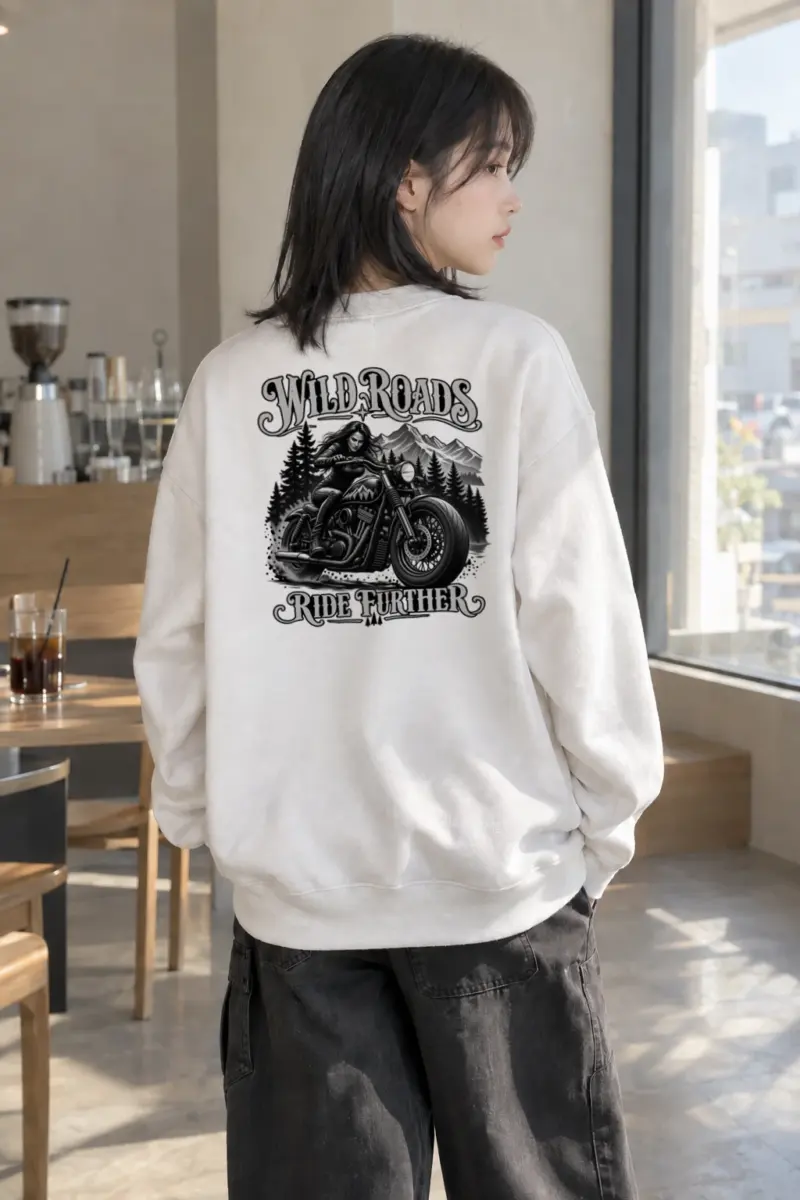 "Wild Roads Ride Further" Heavy Blend Unisex Crewneck Sweatshirt | Gildan 18000