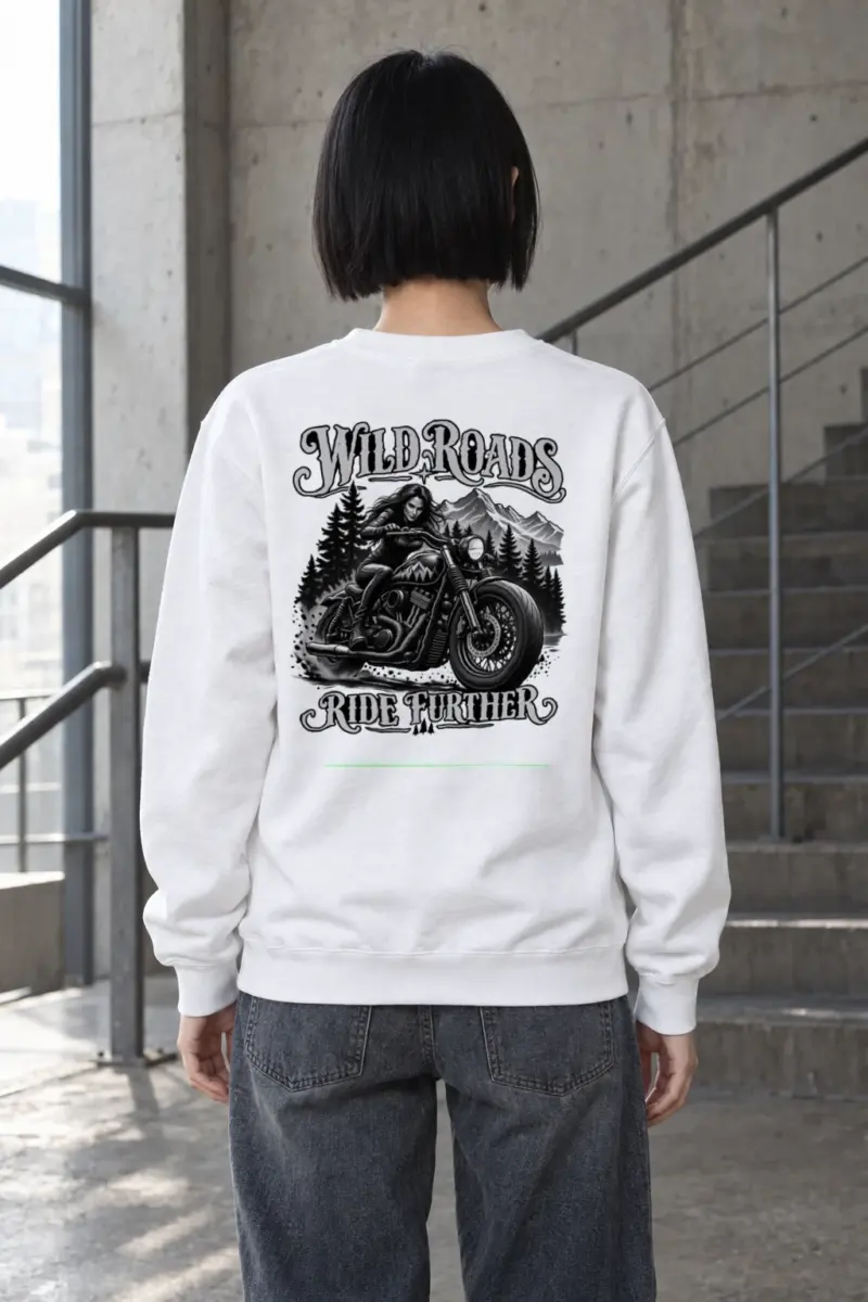 "Wild Roads Ride Further" Heavy Blend Unisex Crewneck Sweatshirt | Gildan 18000