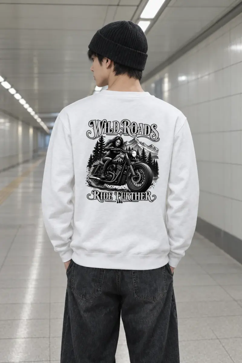"Wild Roads Ride Further" Heavy Blend Unisex Crewneck Sweatshirt