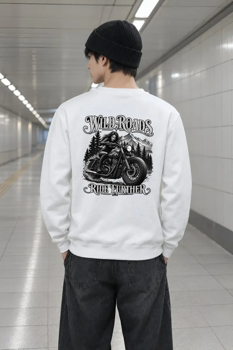 "Wild Roads Ride Further" Heavy Blend Unisex Crewneck Sweatshirt